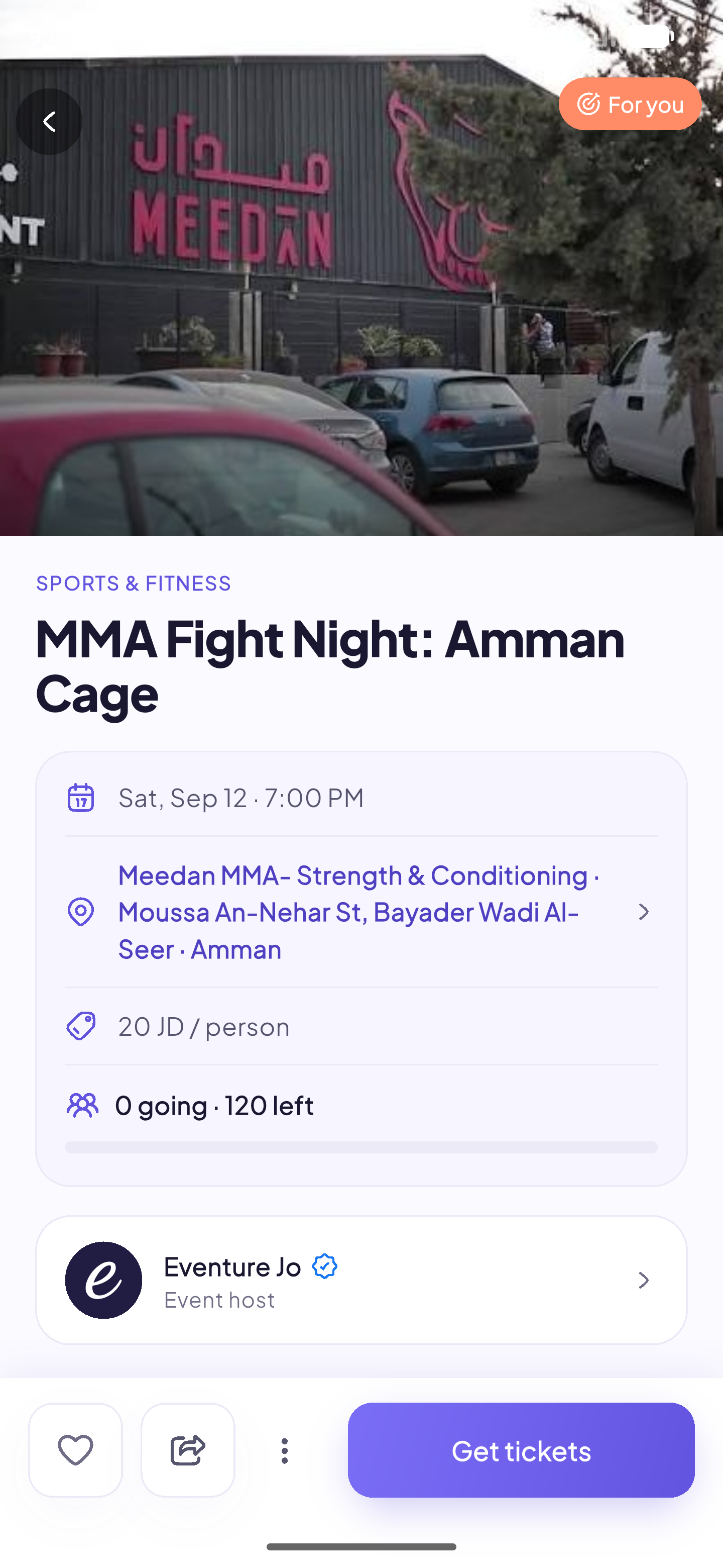Eventure app — event details