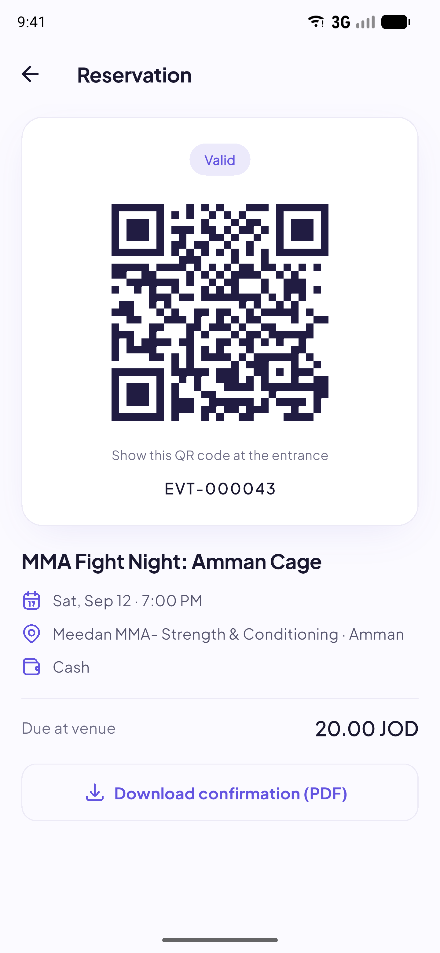 Eventure app — your QR ticket