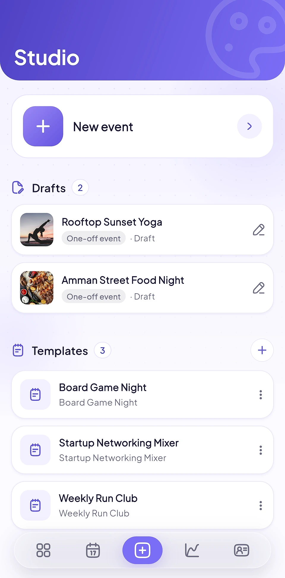 Eventure host app: studio