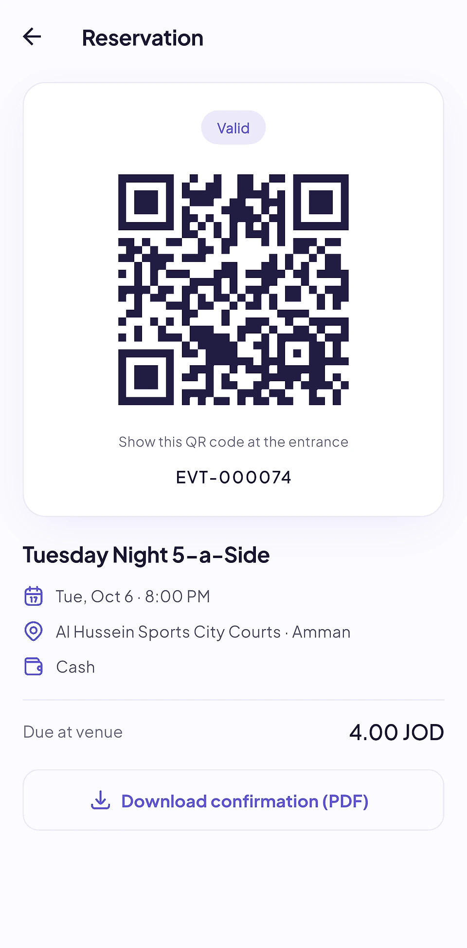 Eventure app — your QR ticket
